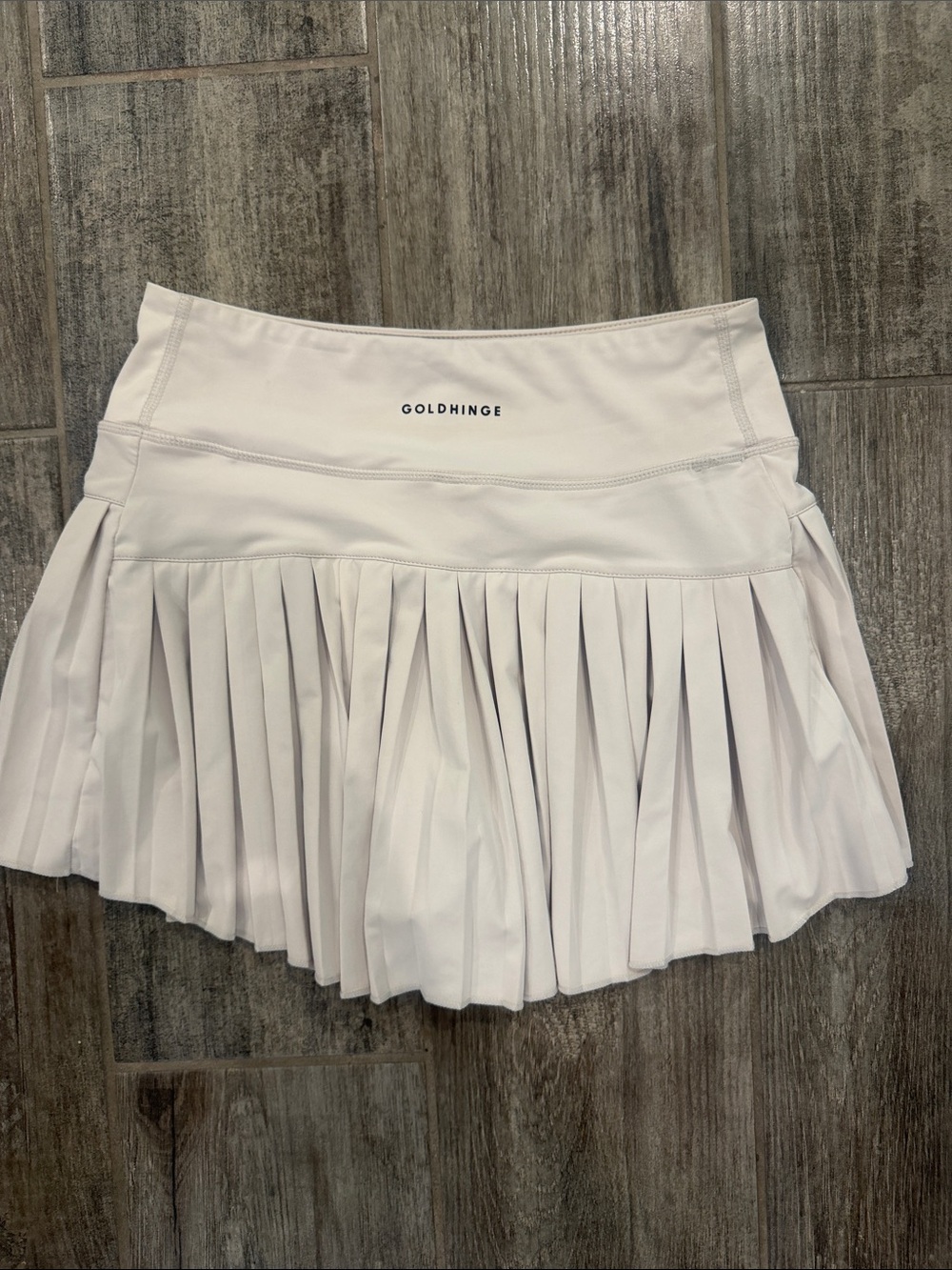 GoldHinge light beige Pleated Skater Skirt